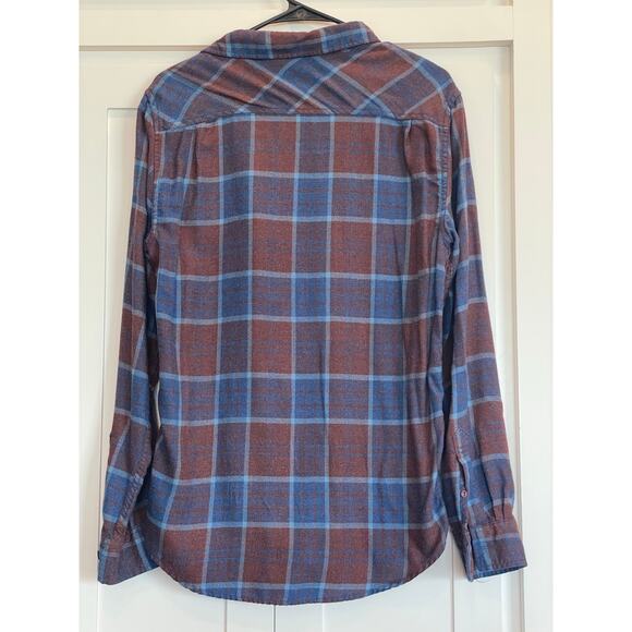 Weatherproof Vintage Luxe Flannel button up long sleeve Small rust and blue - Picture 2 of 9